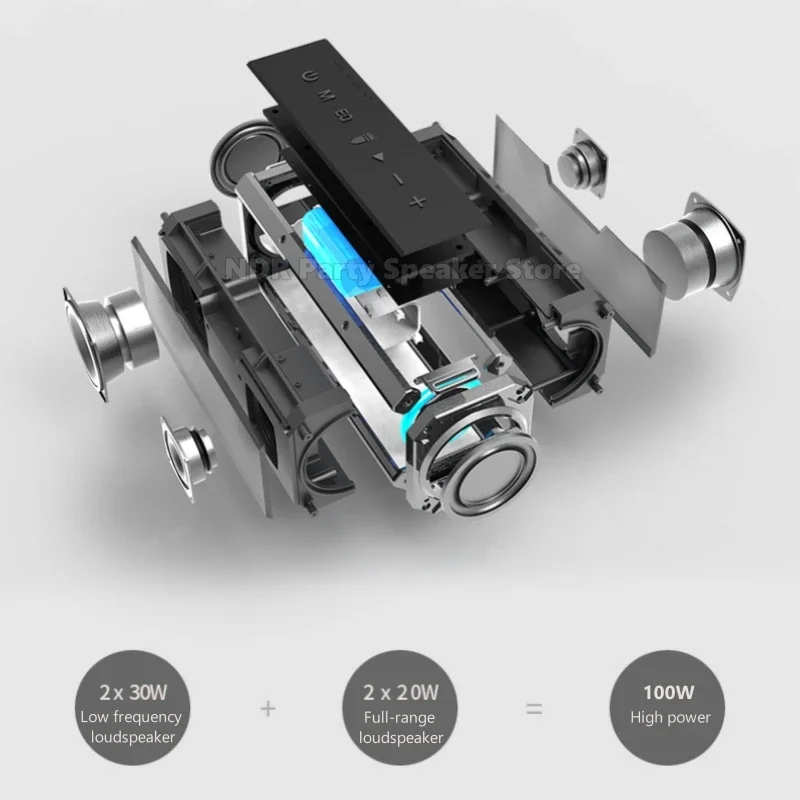 SODLK T200 Портативные Bluetooth-колонки 100 Вт Громкий стереозвук с басами IPX4