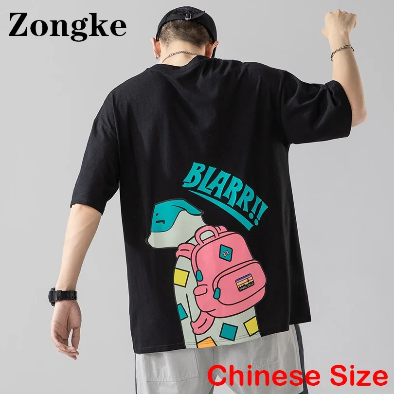 

Zongke Print T Shirt For Men Clothes Chinese Size 5XL Streetwear Men T Shirt Harajuku Tops 2022 Spring New Arrivals