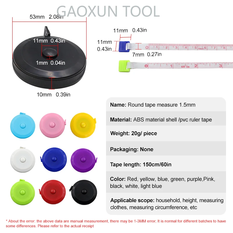 Карманная пластиковая круглая рулетка GAOXUN измерительная лента линейка швейный