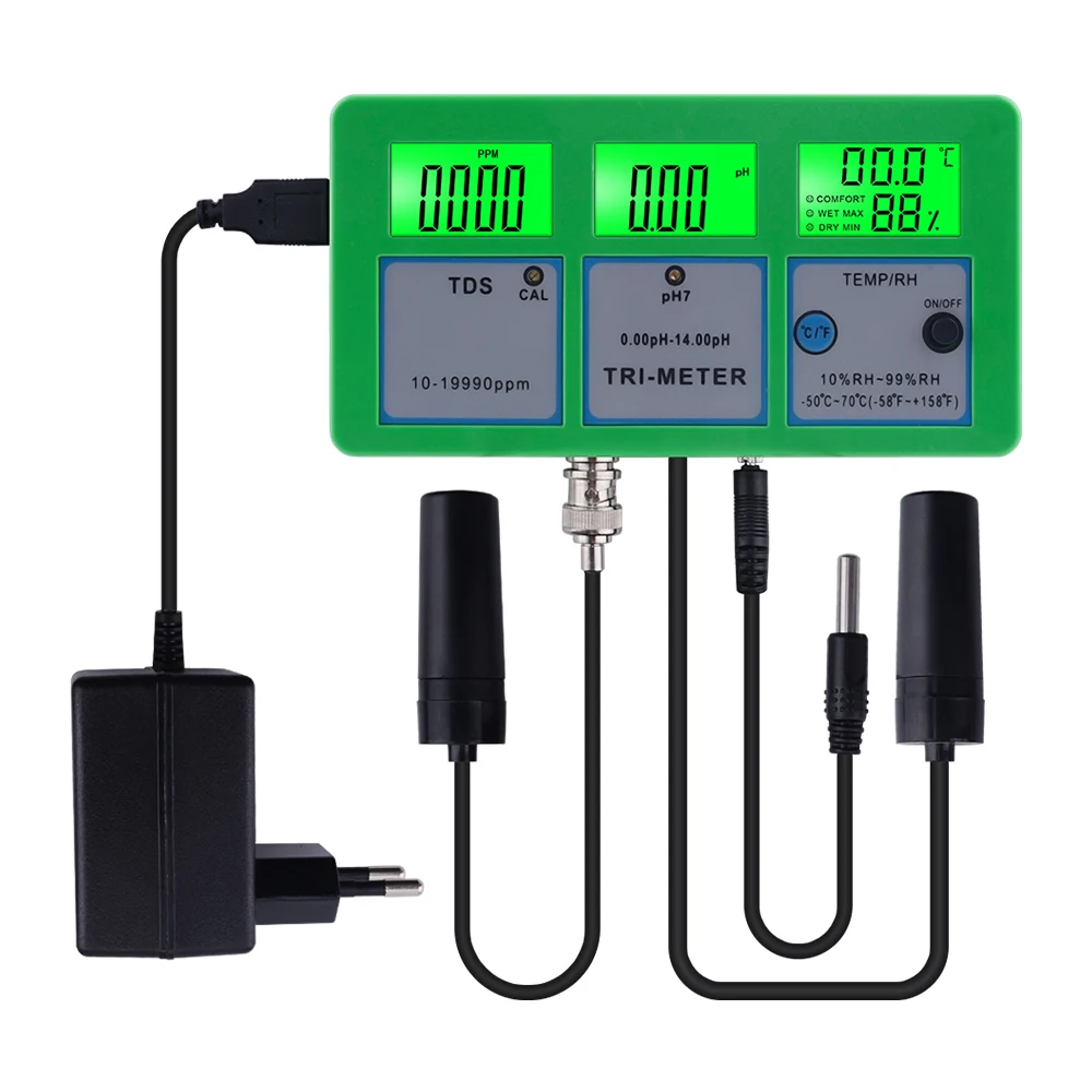 Измеритель PH 4 в 1 тестер качества воды TDS RH с электродом для бассейна аквариума