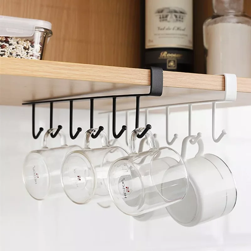 

Hooks Gadgets Rack Storage Hangering Organizer Kitchen Holder Home Multifunctional Decor Door Dish Cup Metal Punch Free Cupboard
