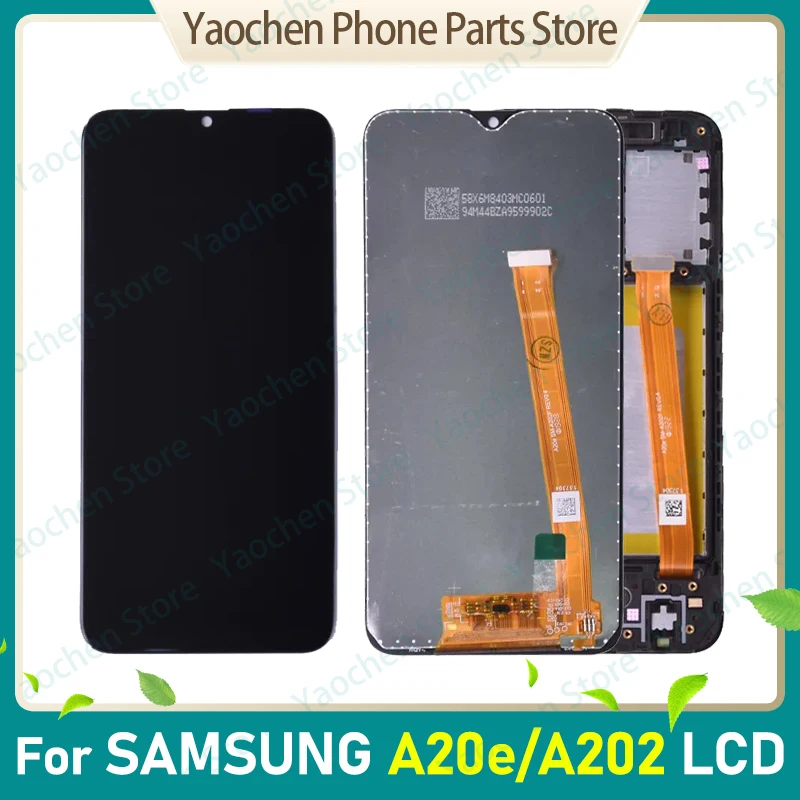 

Original LCD Display for Samsung Galaxy A20e, A202, A202F, A202DS, Panel Pantalla Touch Screen, Digitizer Assembly Frame