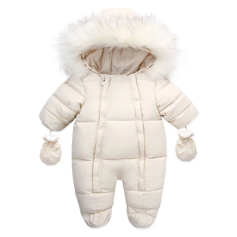 

IYEAL Newborn Baby Clothes Fur Hooded Warm Snowsuit Coat Plush Lining Romper Winter Toddler Girls Overalls Baby Boy Jumpsuit