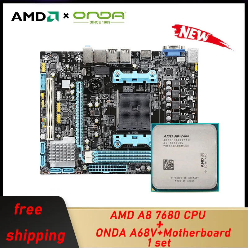 

Новый процессор AMD A8 7680 3,8 ГГц 45 Вт PCIe 2,0 четырехъядерный без коробки + ONDA A68v + системная плата AMD FM2 DDR3 MATX PC игровая материнская плата