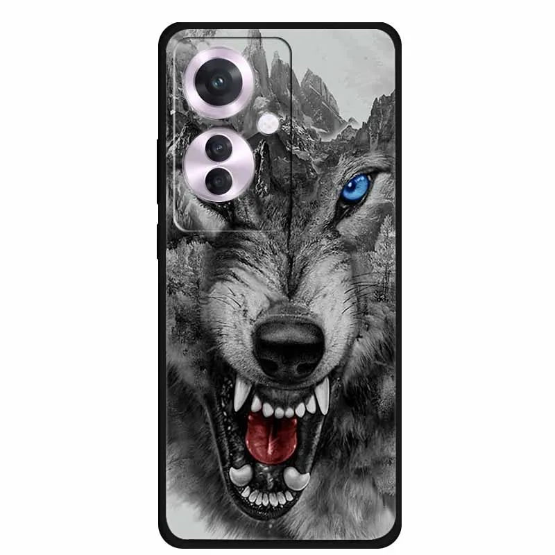 Чехол Fundas для Oppo Reno11 F Reno11F Wolf Lion мягкий черный силиконовый защитный чехол из ТПУ