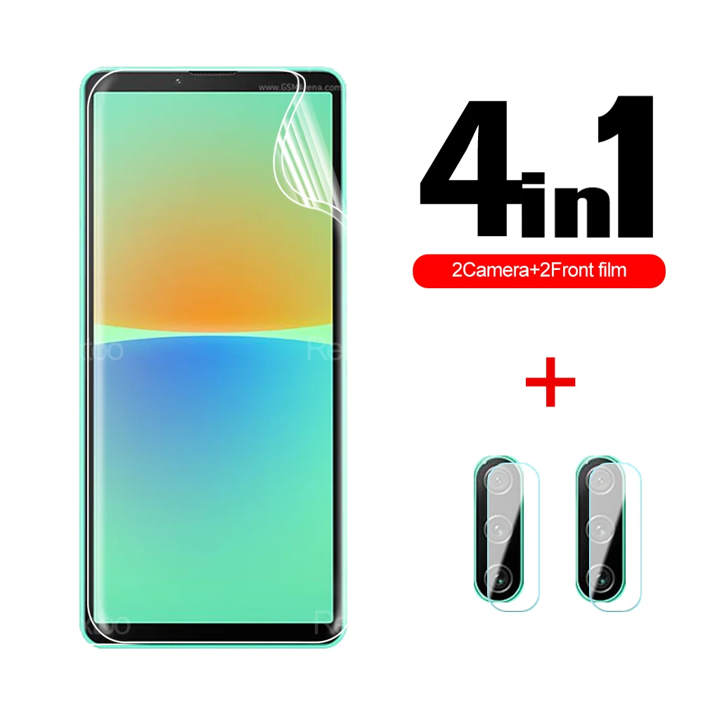 

4 в 1 для Sony Xperia 10 IV 5G 6,0 ''Гидрогелевая пленка защита для экрана объектива камеры полное покрытие Защитная пленка для телефона HD Прозрачная