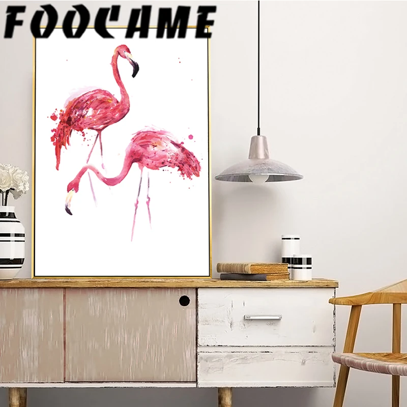 

Flamingos Watercolor Abstract Animal Posters Aesthetic Art Print Wall Decoration Canvas Bedroom Decor Paintings for Living Room