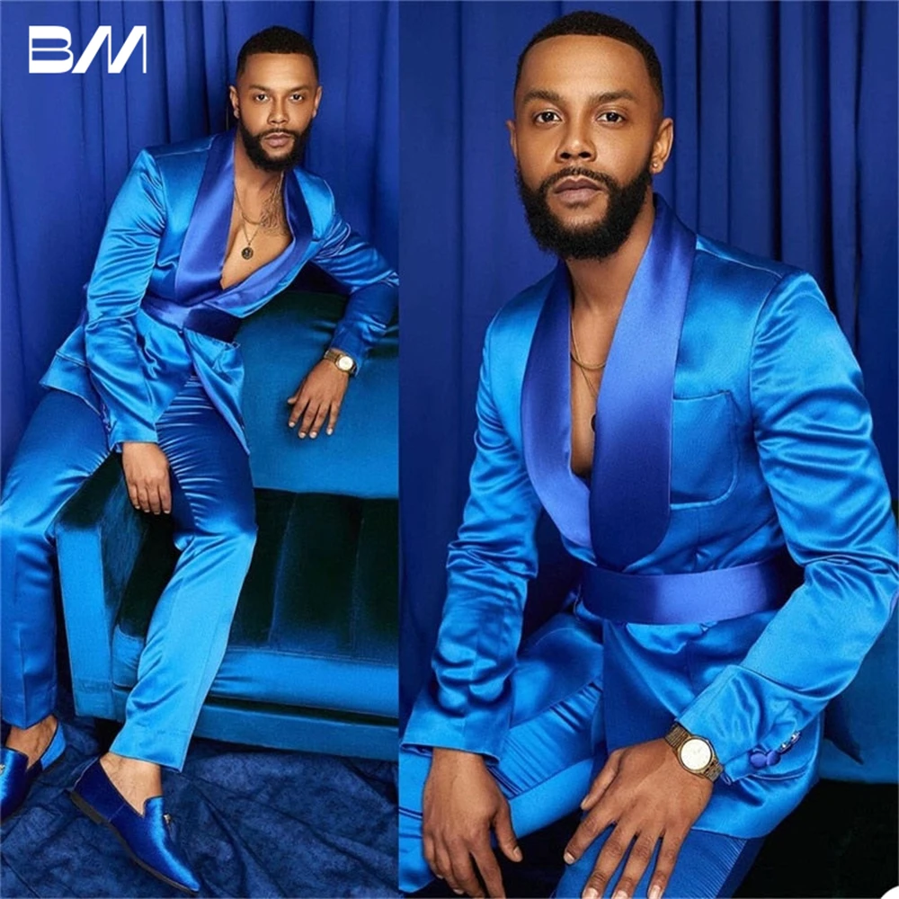 Мужской Атласный блейзер с воротником-шалью