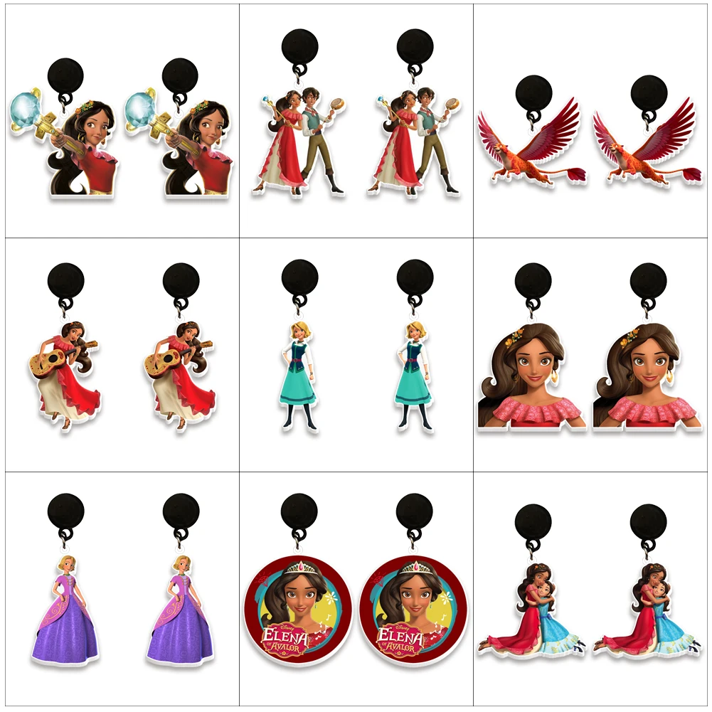 Фото Серьги-подвески Disney Elena of Avalor, дизайнерские серьги-капли, акриловые серьги из смолы для женщин и девочек, ювелирные аксессуары, подарки №1