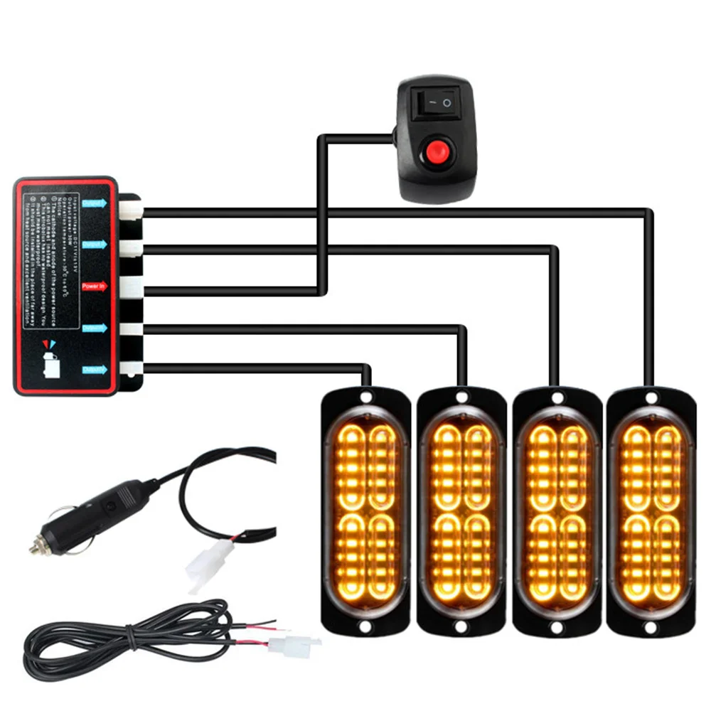 

4 шт., автомобильные стробоскопы, 12 В, 20 светодиодов