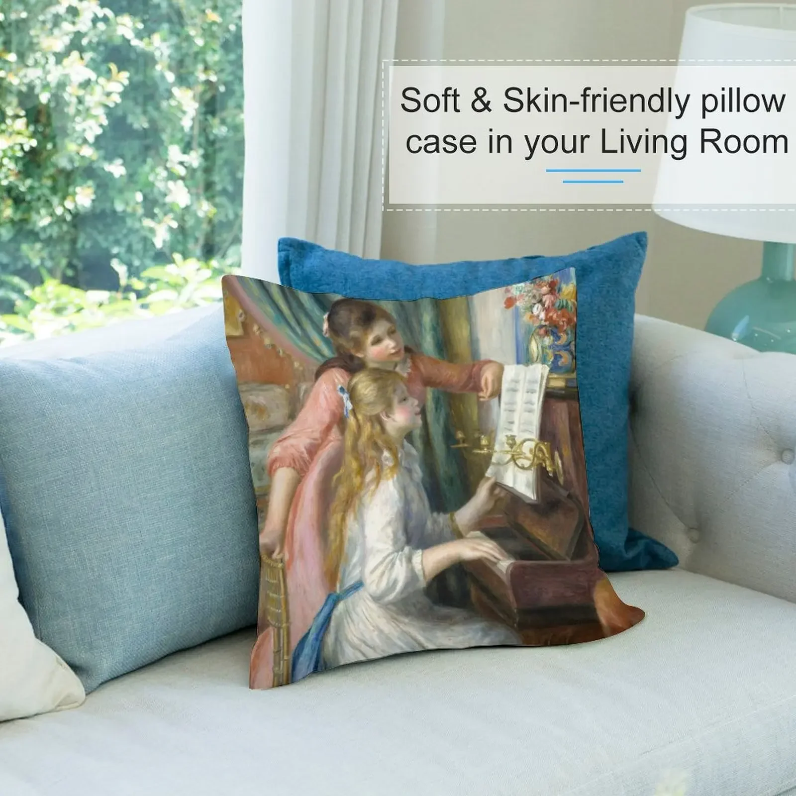 Пьер-Агуст Ренуар. Две молодые девушки на фортепиано 1892. Декоративная подушка