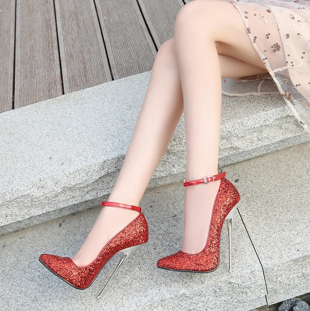

Women's shoes Red pointed toe European and American 16CM high heels women's stiletto nightclub plus size