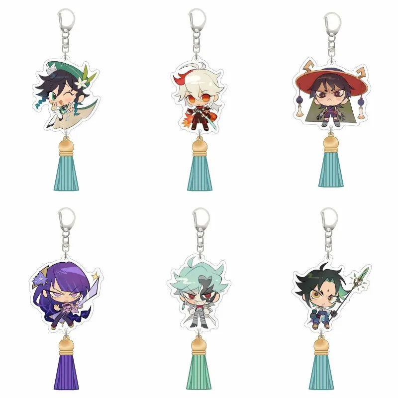 

Anime Genshin Impact Figure Raiden Shogun Scaramouche Key Ring Acrylic Action Venti Xiao Keychains Cute Woman Bags Pendant