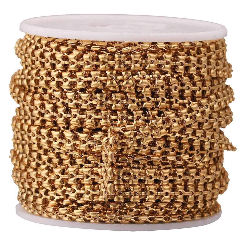 

1M Width 5mm Stainless Steel Chains Heart Roll Rope Gold Link Chain for Jewelry Making Supplies Wholesale Bulk Items Crafts Bag