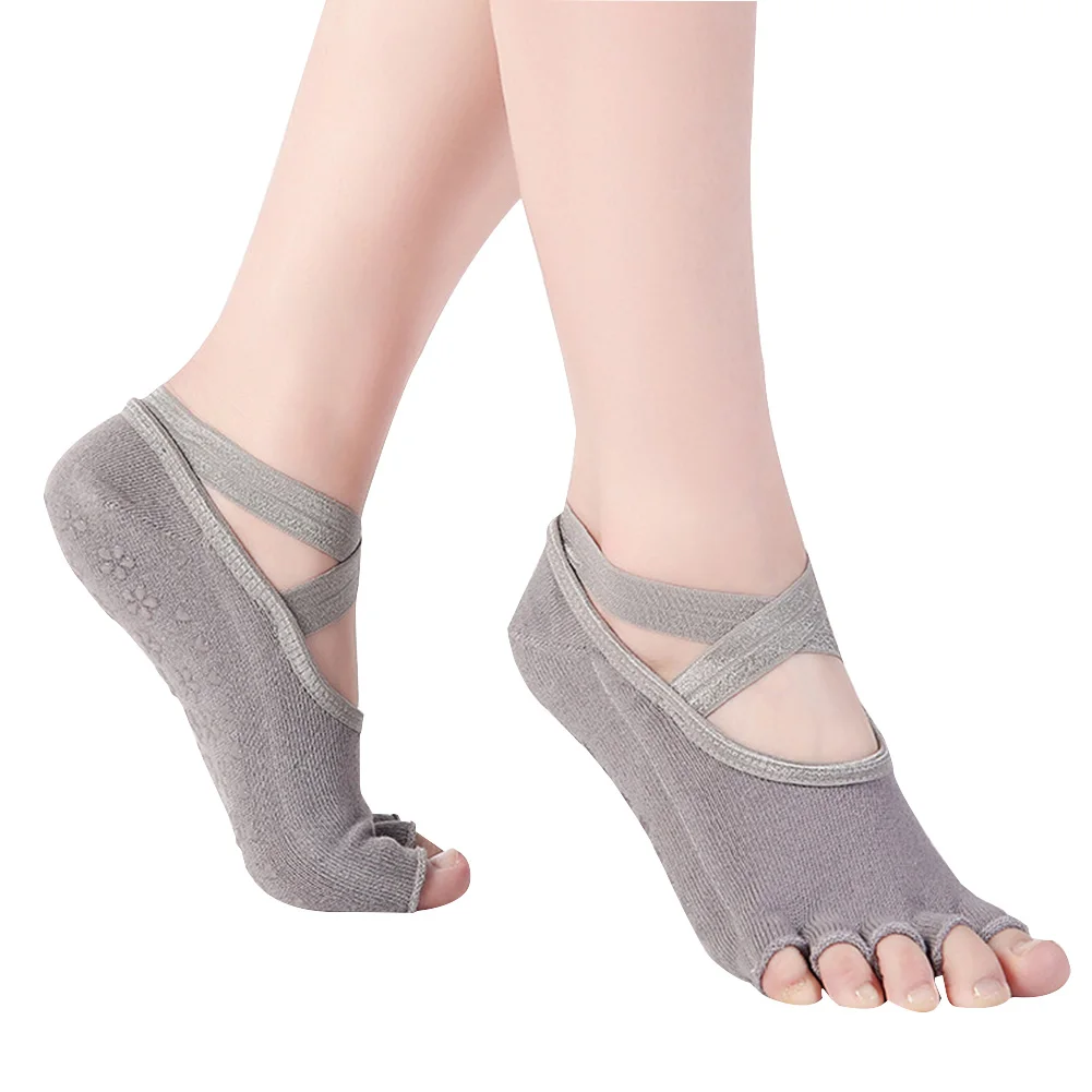 

Pilates Ballet Women Yoga Socks Fitness Ballet Cross Strap Girls Fitness Dance Adults Solid Floor Toeless Professional Non Slip