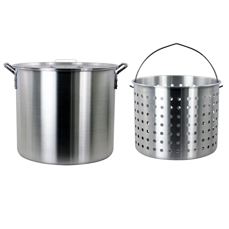 Фото Кастрюля для приготовления пищи 52QT, большая алюминиевая кастрюля для ресторана, защита качества с крышкой №1