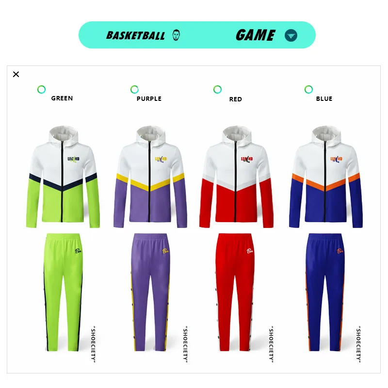 

Sports Outfit For Men Windbreaker Trousers Customizable Team Name Logo Tracksuits Basketball Uniforms Running Exercise Sportwear