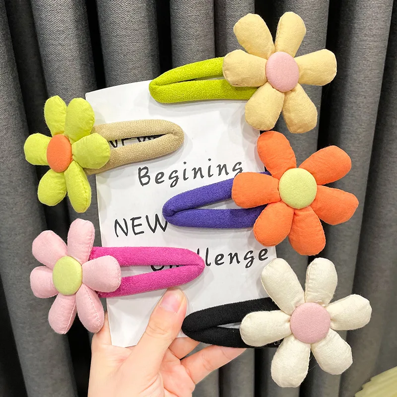 

Южная Корея Dongdaemun милые цветочные заколки детские яркие цветные тканевые заколки для волос боковая заколка для девочек аксессуары для воло...