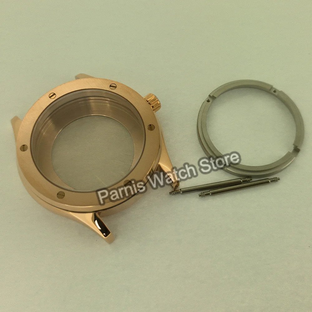 Корпус часов Parnis 44 мм черный сталь сапфир 5 ATM NH35