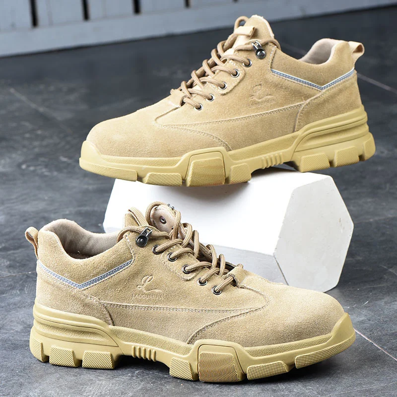 

Work Safety Shoes For Men Summer Breathable Boots Steel Toe Anti-Smashing Construction Safety Work Sneakers Anti-friction
