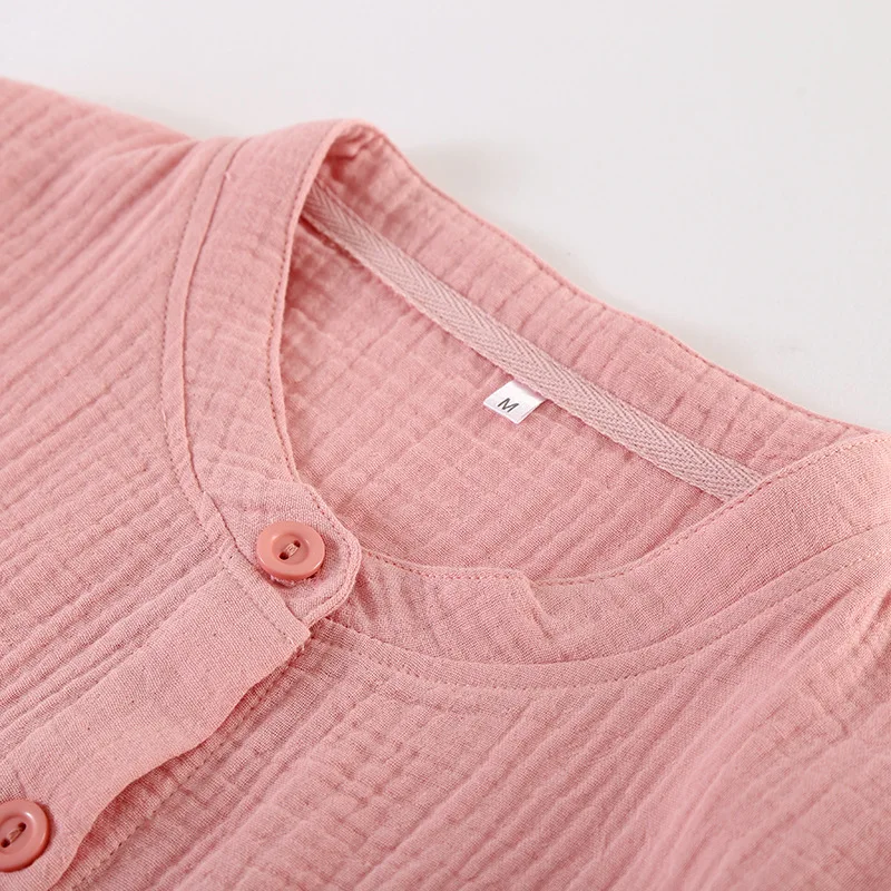 Pajamas Woman Spring and Autumn Pure Cotton Japanese Plaid Ladies Home Suit Round Neck Long-sleeved Fresh and Simple Sleepwear