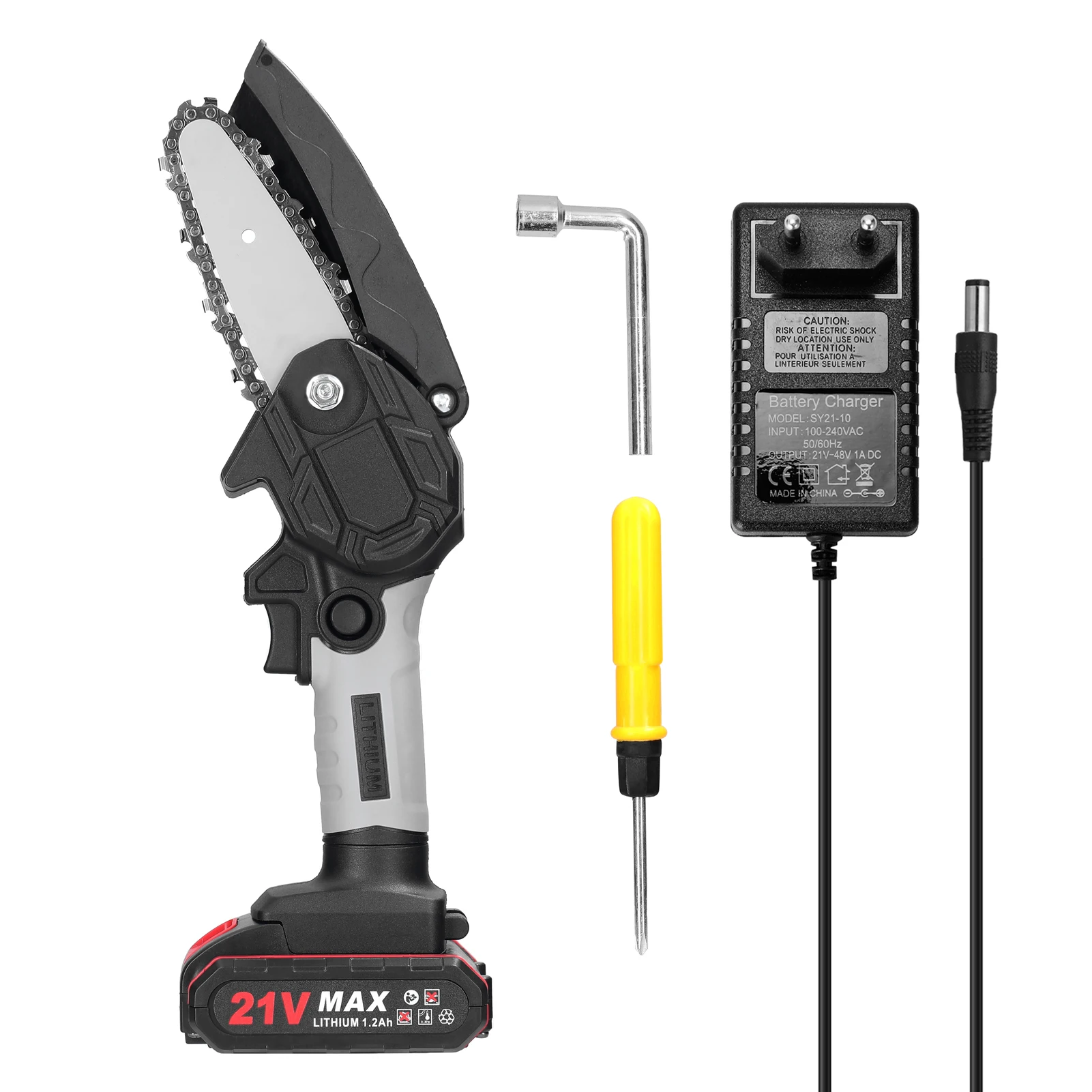 

4inch 21V Electric Pruning Saws Small Wood Splitting Chainsaw Brush Motor One-handed Woodworking Tool for Garden Orchar