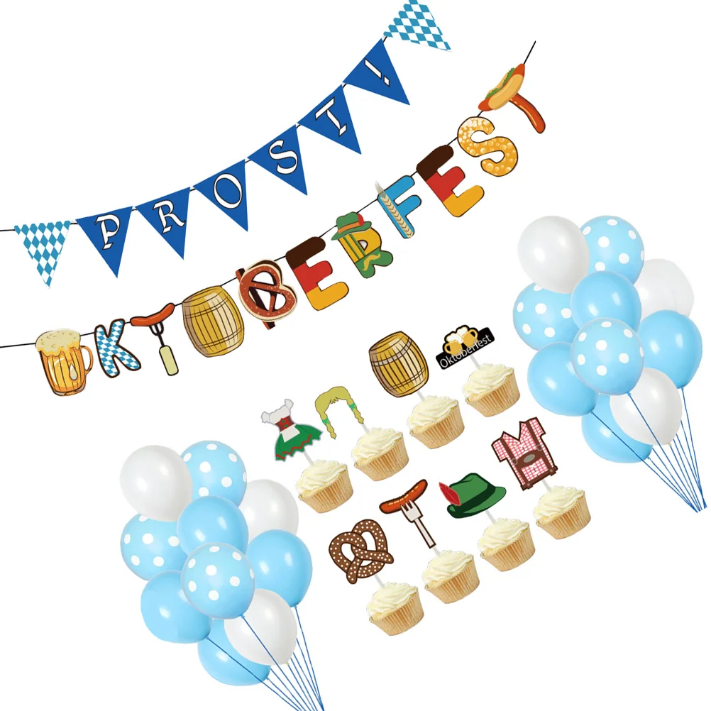 

Oktoberfest Decorations Party Festival Props Photobooth Bee Banners Balloon Supplies Decor Cake Topper