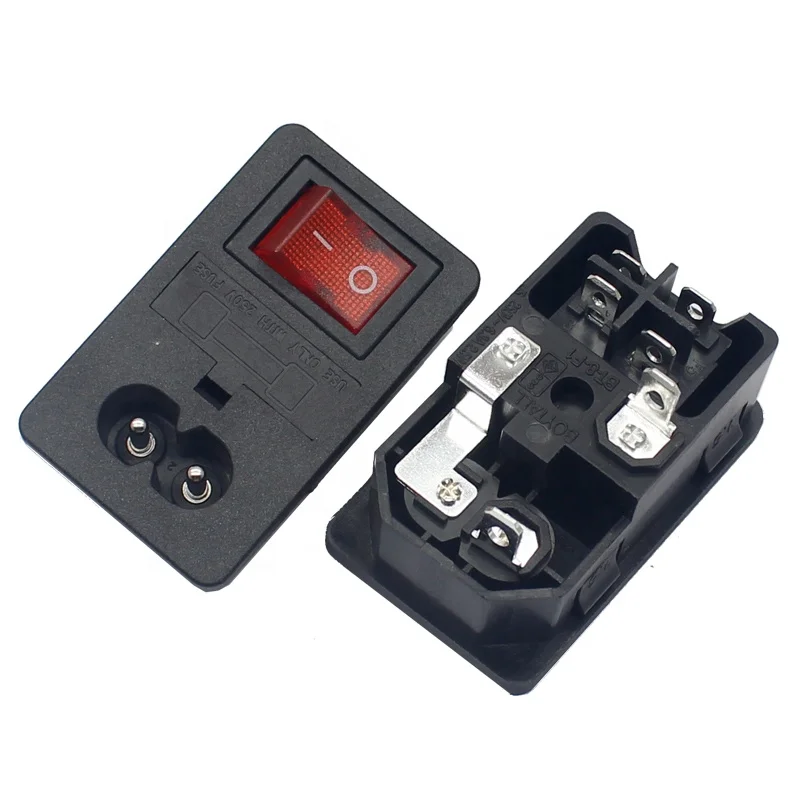 

IEC 320 C8 Power Cord Inlet Socket receptacle connector With on off rocker switch and 10a fuse 250V