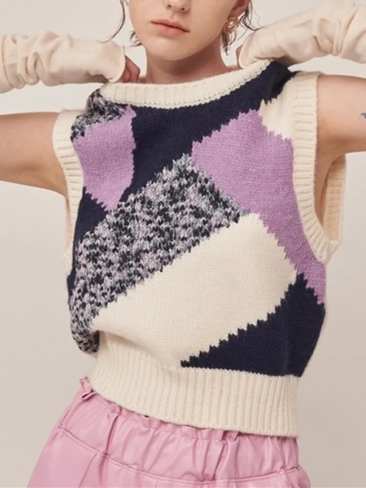 

Women Sweater Vest Knitted Sleeveless Pullover Casual Tank Top