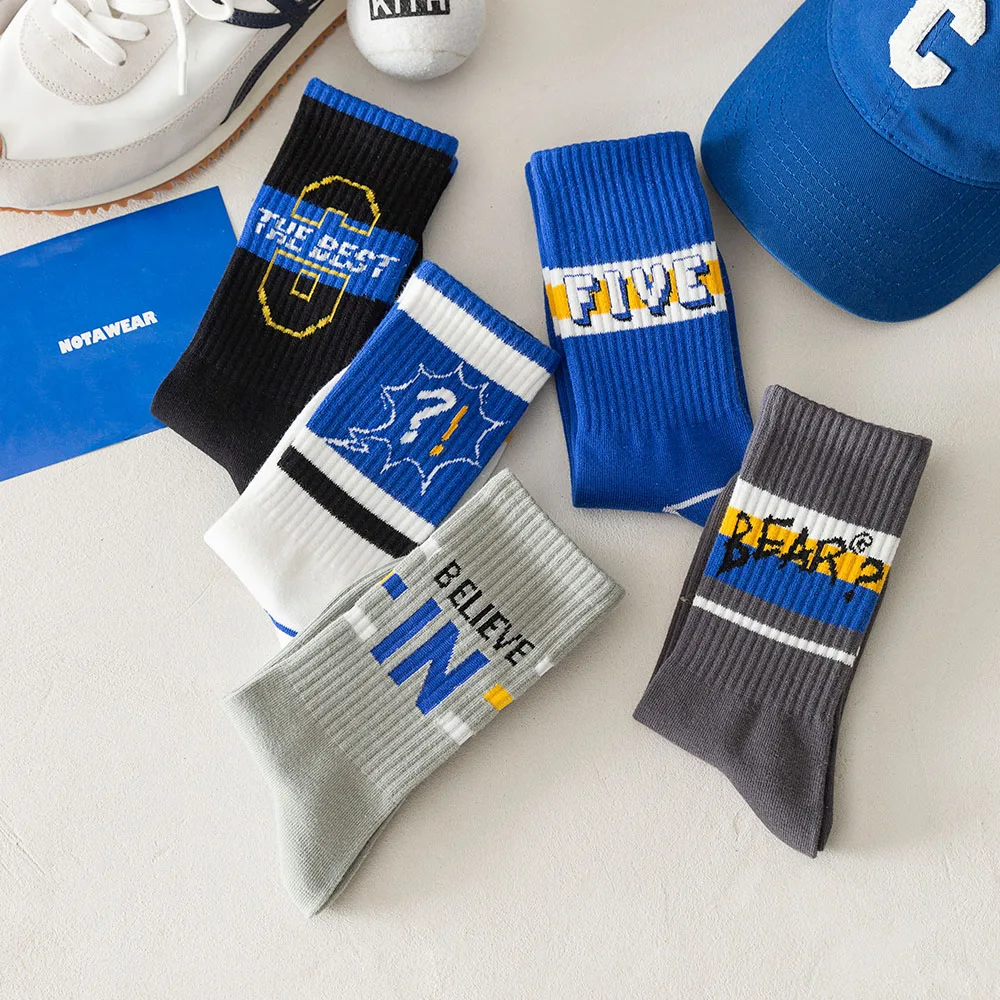 Socks for Men and Women With Sandals, Medium Tube Socks, High Top, European and American Street Ins Trend,Hip-hop Letter Sports