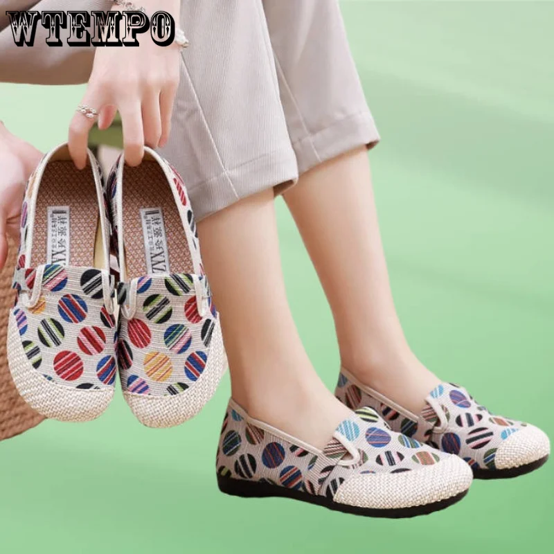 

WTEMPO Women's Flat Slip on Summer Ladies Casual Comfort Lazy Shoes Female Fashion Autumn Shallow Cloth Loafers Dropshipping