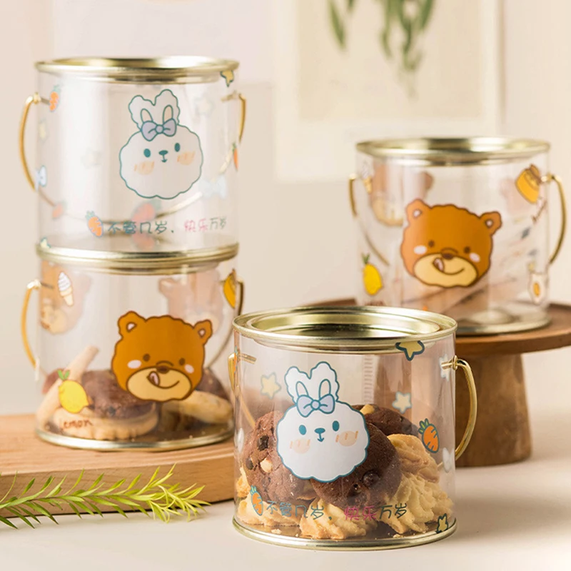 

Cartoon Tinplate Candy Box Transparent Snack Jar Household Storage Box Cookie Baking Wrapping Package Box