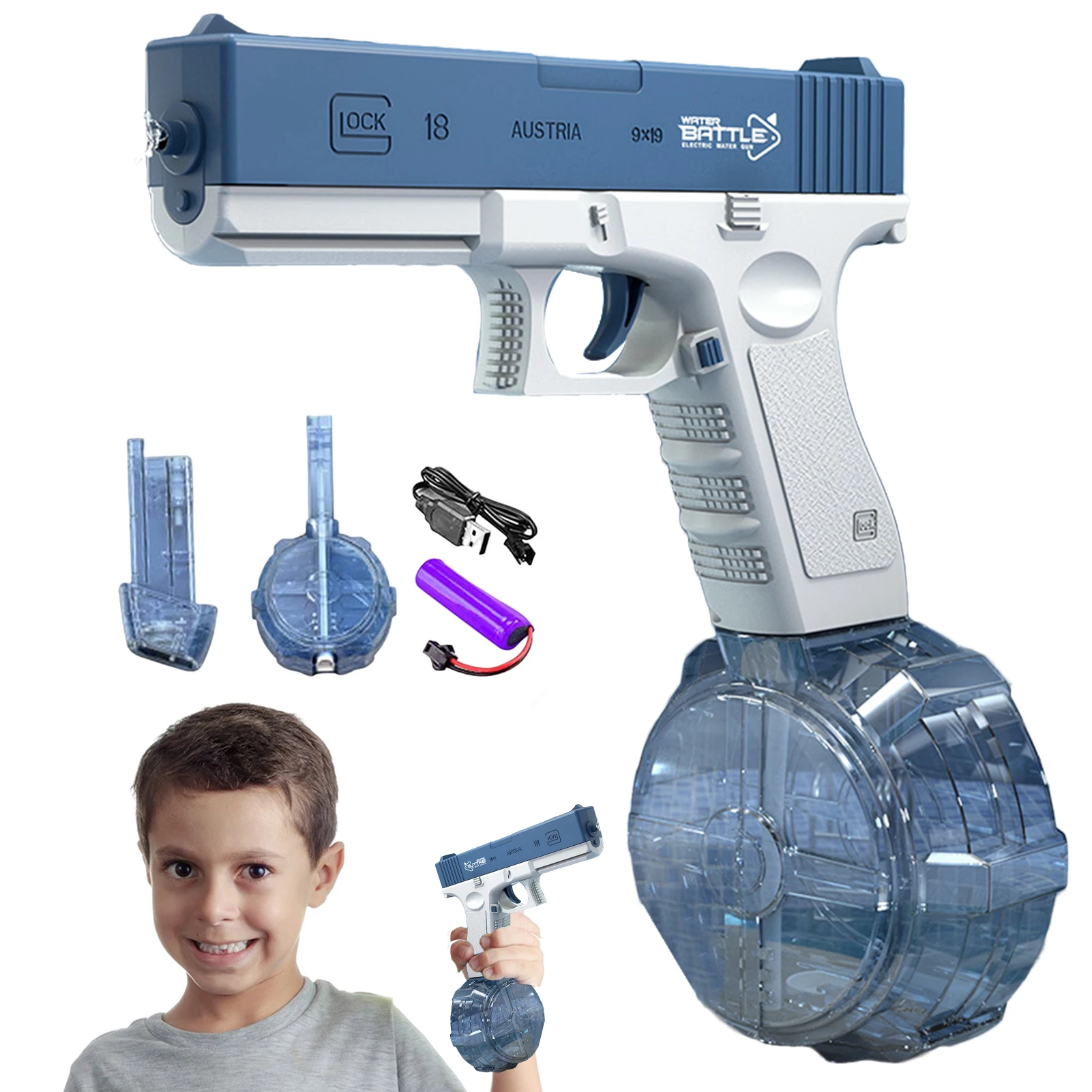 

New automatic burst rechargeable electric water gun summer children's toys Glock boy playing water toys adult toy gun water gun