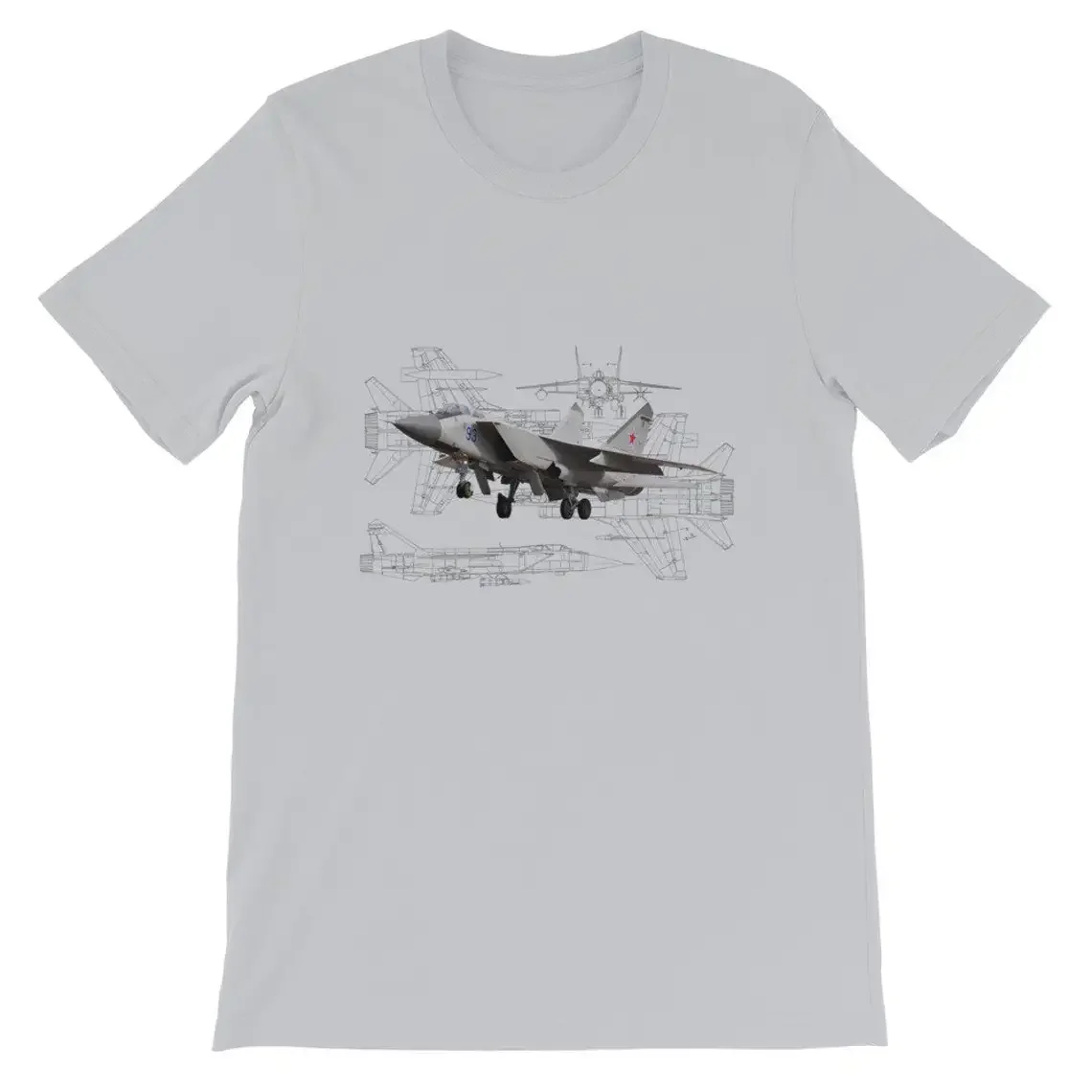 Футболка Mikoyan MiG-31 Interceptor Aircraft Blueprint 100% хлопок с круглым вырезом летняя