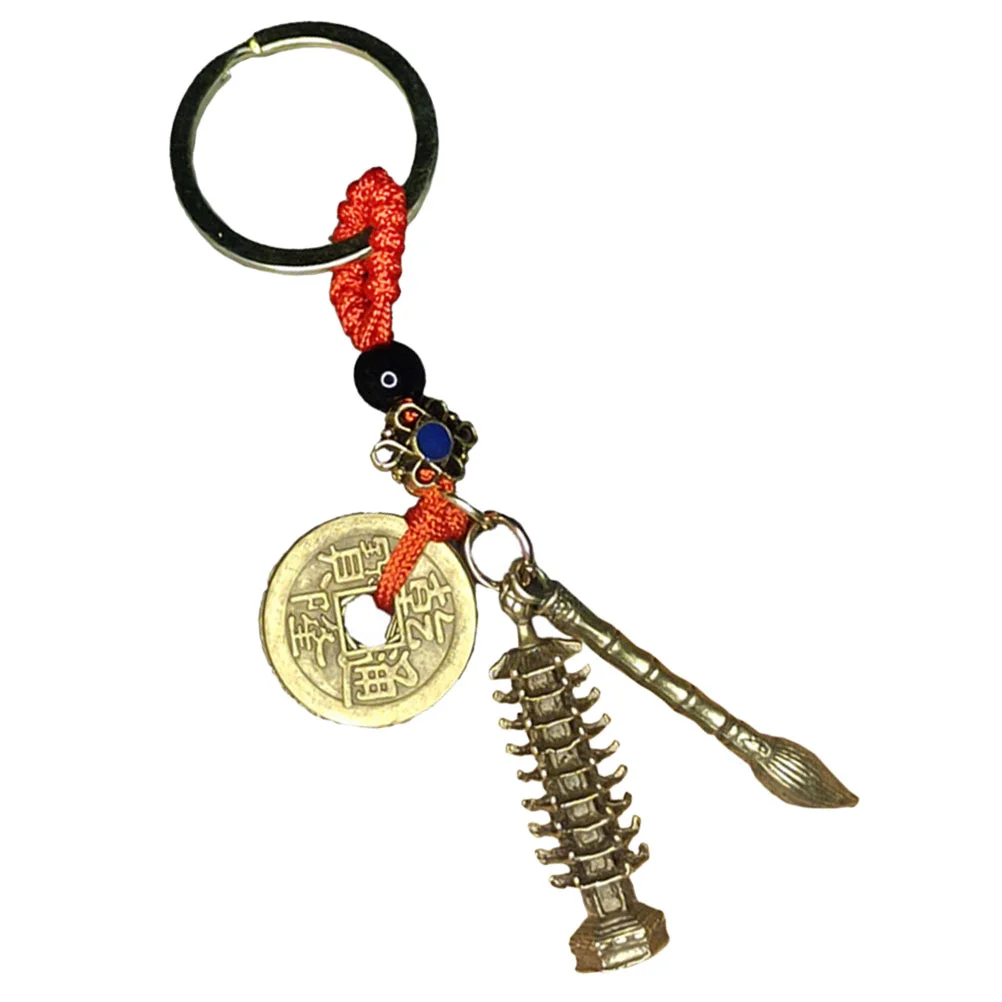 

Brass Cash Hanging Pendants Key Chains Bags Keychain Gift Tower Ornament Decoration Shape Student Ring