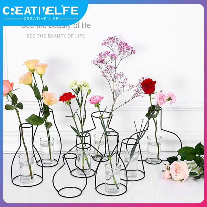 Home Decor Dry Fresh Flower Arrangement Nordic Styles Black Retro Iron Line Home Metal Holde Best Gift For Living Room Decor