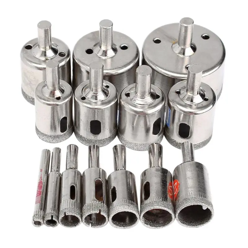 

15Pcs Diamond Cutter Hole Drill Bits Set Glass Ceramic Tile Saw Cutting Tools 6-50mm
