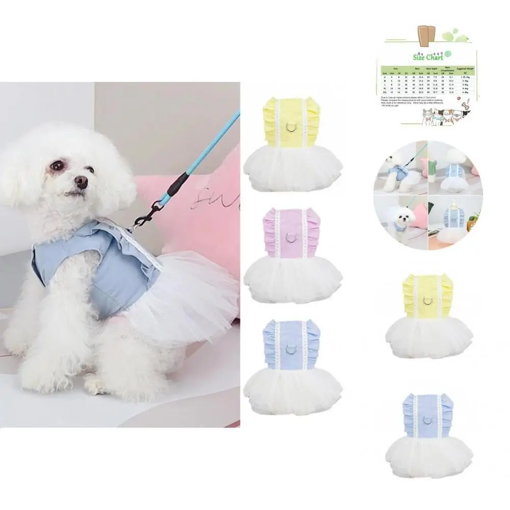 

Pet Skirt Beautiful with Tow Ring Elegant Pet Sunshine Denim Dress for Summer Dog Skirt Dog Dress