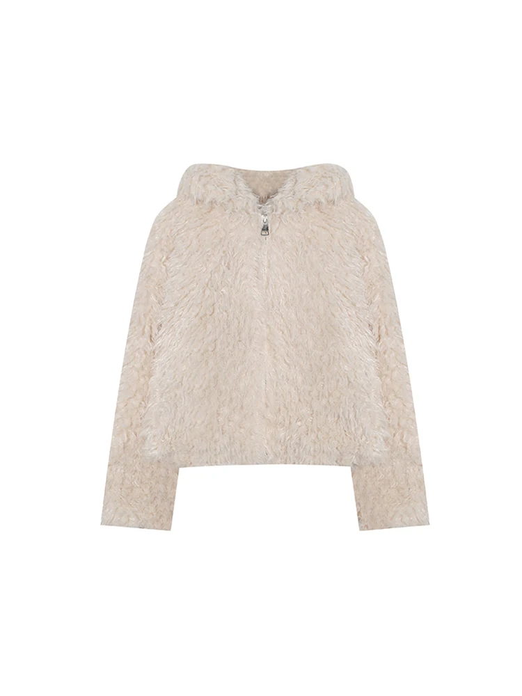 Chen Dayu Lamb плюшевый капюшон короткое пальто женское зимнее маленькое свободное