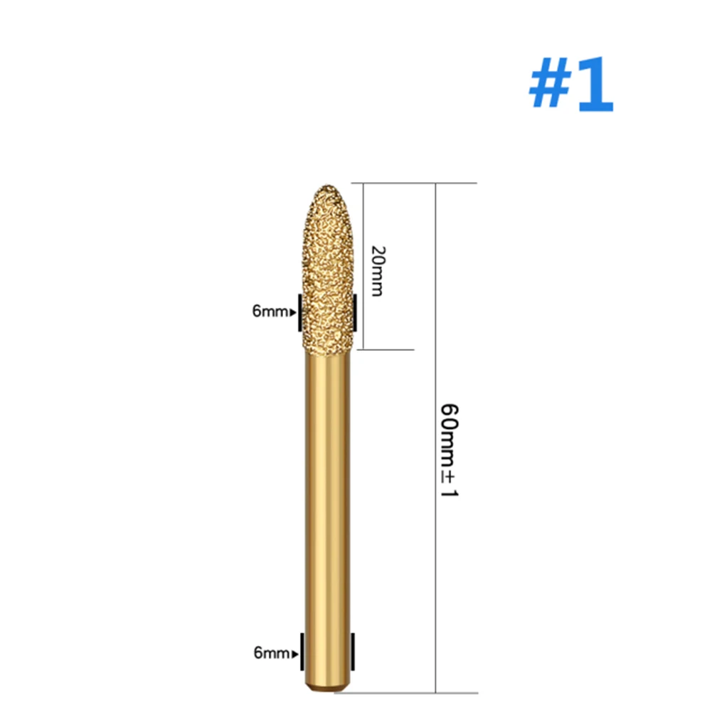 

6mm Shank Vacuum Brazed Diamond Burr Head Grinding Rotary File For Stone Steel Cast Iron Plate Stainless Steel Ceramics,