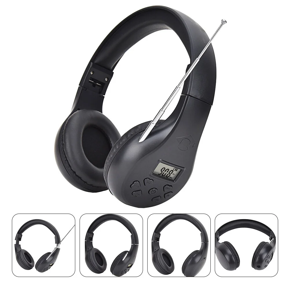 

Wireless Headphones Personal FM Radio Portable Digital PC Headset Stereo Receivers Walking Jogging Display