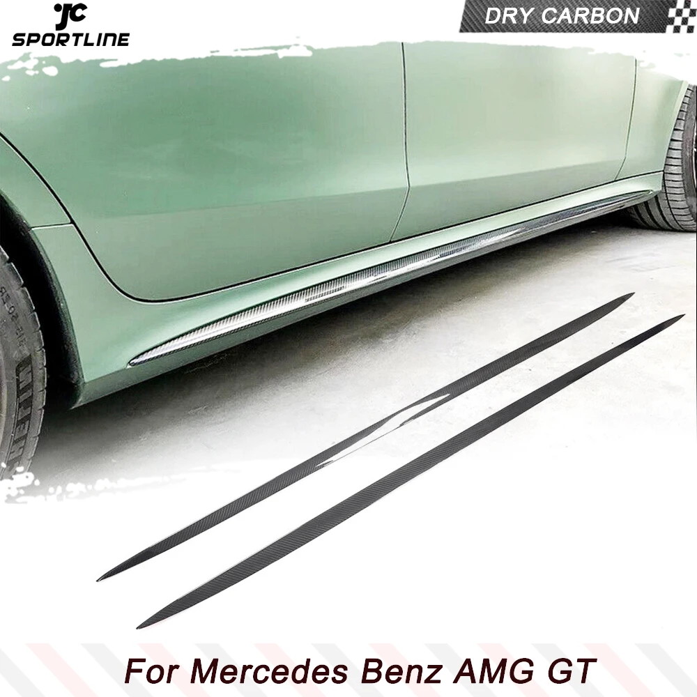 

Dry Carbon Car Side Skirts Body Kit for Mercedes Benz X290 AMG GT 53 GT 43 4 Door 2015 - 2017 Add On Side Skirts Lip Extension
