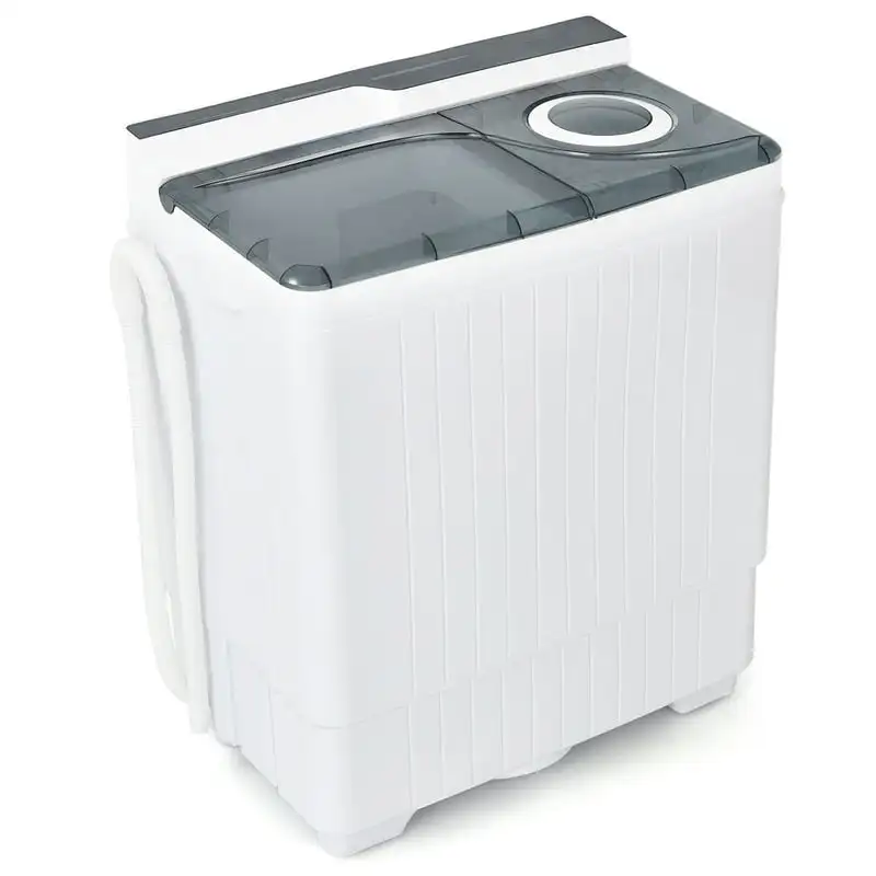 

lbs Twin Tub Laundry Washer Portable Semi-automatic Washing Machine Gray