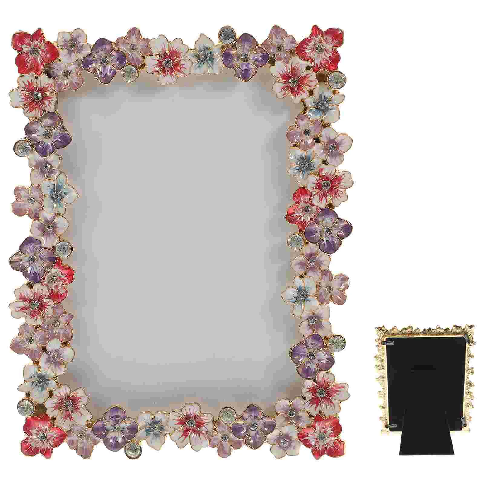 

Frame Photo Picture Frames Display Floral Decorative Wall Desktop Flower Holder Retro Rustic Metal Farmhouse Inch Tabletop