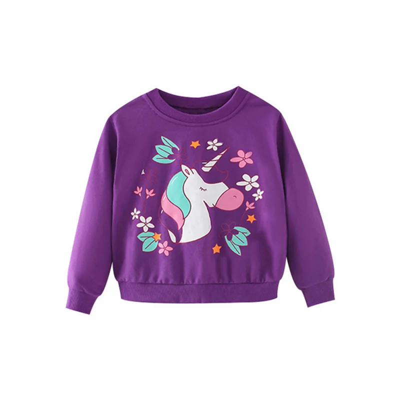 

Tees for Girls Baby Children Winter Clothes Cartoon Unicorn Print Cotton T shirt Kids New Style Long Sleeve Tops