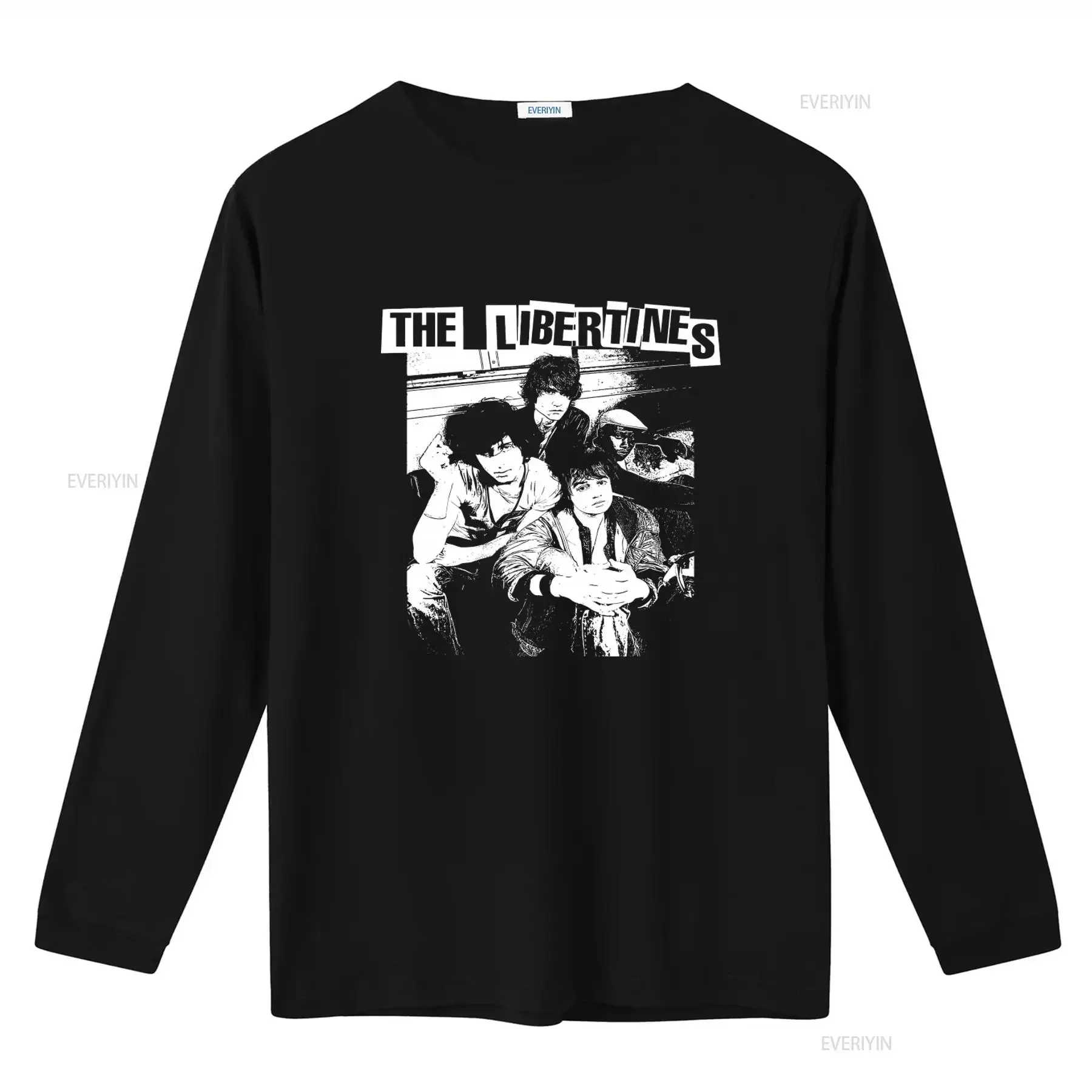 Фото Мужская футболка The Libertines Rock Band: стильный винтажный топ с эффектом потертости для повседневной носки, эластичная дизайнерская одежда, кэжуал №2