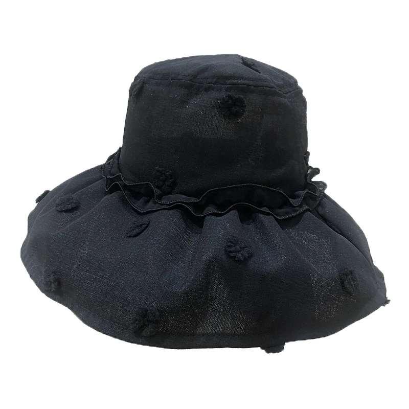 

Big Brim Fisherman Hat Children's Travel Sun-Proof Folding UV Beach Hat Flat Top Small Flower Bucket Hat
