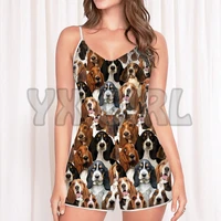 yx girl a bunch of basset jumpsuit for ladies soft breathable 3d all over printed rompers summer womens bohemia clothes