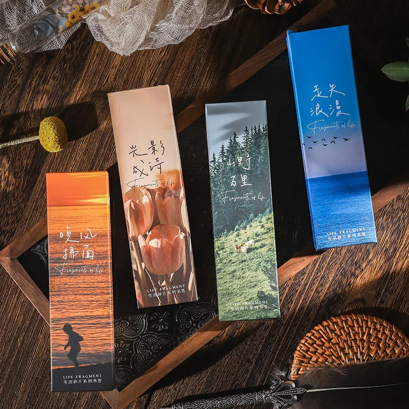 

30pcs/box Fragments of Life Decorative Mark Bookmarks School Supplies Good Wishes Gift Message Card Ins Style Creative Bookmark