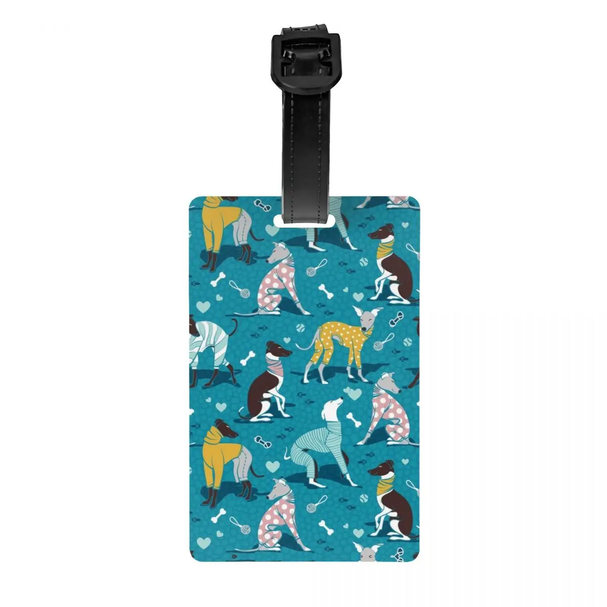 

Custom Greyhound Dogwalk Luggage Tag Privacy Protection Whippet Sihthound Dog Baggage Tags Travel Bag Labels Suitcase